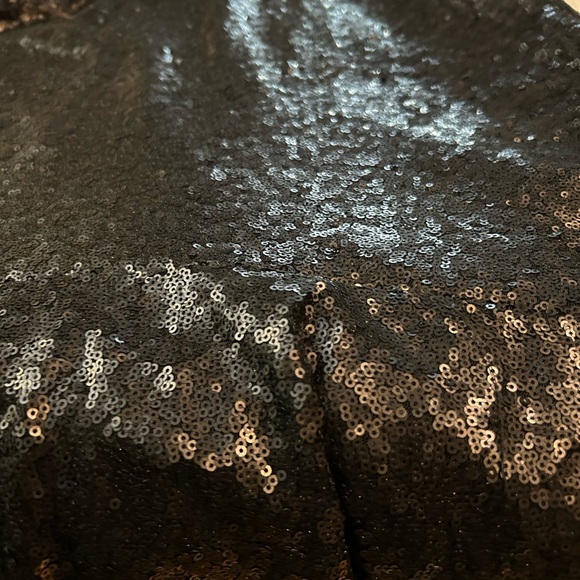 FREE‎ PEOPLE Liquid Shine Mini Dress Black Sequins Drop Waist M - Picture 12 of 15